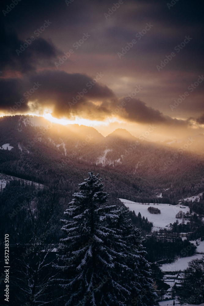 Fototapeta premium sunset over the mountains