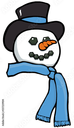 cartoon snowman face with scarf