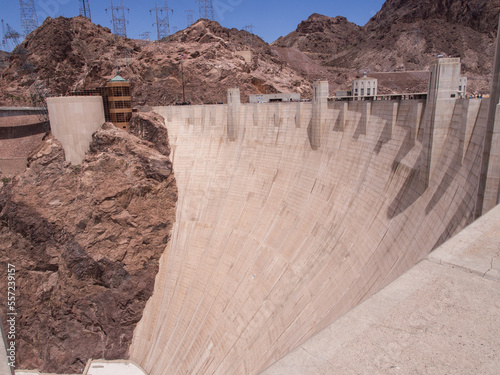 The Hoover Dam on the border between Arizona and Nevada.
