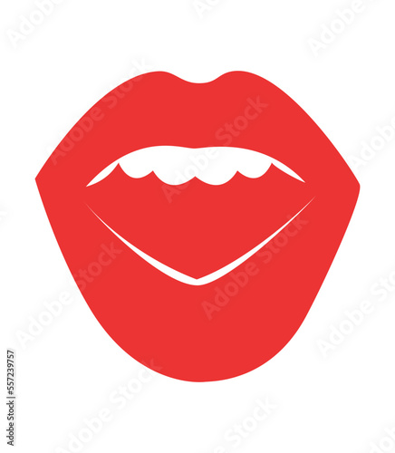 Red erotic female lips in flat style. Mouth with different emotions.