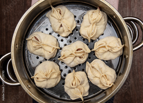 Manti in a pressure cooker.