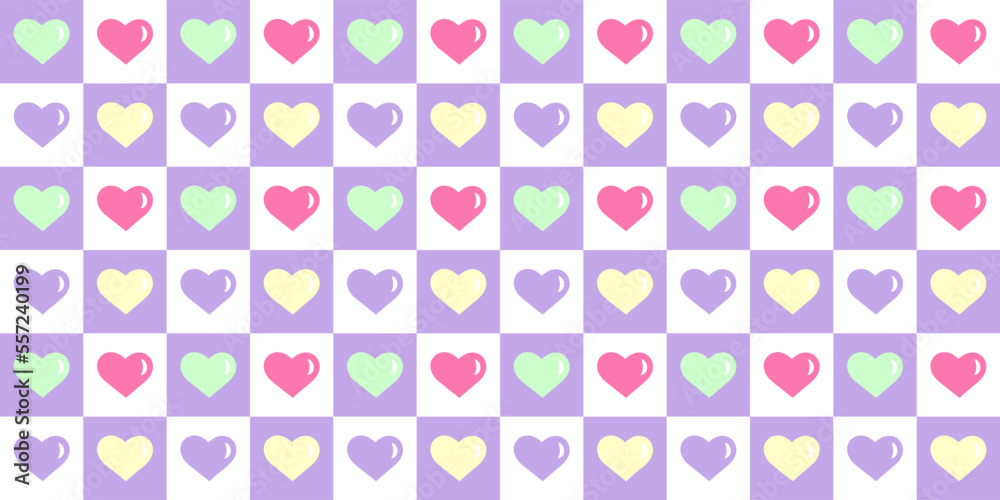 Vector cute pink heart pattern. Valentine background with hearts trendy flat design pastel colors checkered design flat Vector cute pink heart pattern. Valentine background with hearts trendy flat design pastel colors checkered design flat