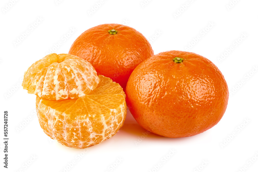 Tangerine or clementine, close-up, isolated on a white background. Tangerine or clementine, close-up, isolated on a white background.