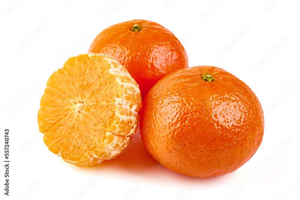 Tangerine or clementine, close-up, isolated on a white background. Tangerine or clementine, close-up, isolated on a white background.