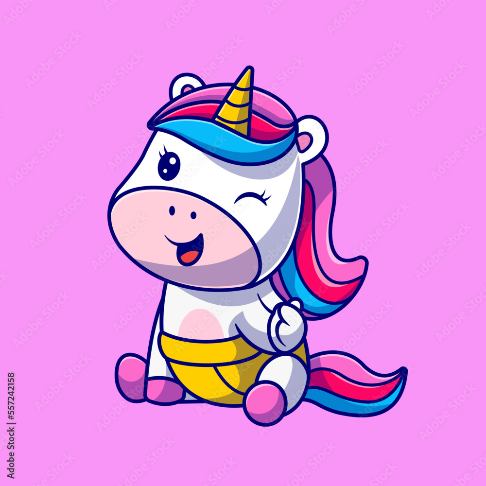 baby unicorn cartoon animal
