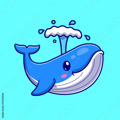 Cute Whale Cartoon Vector Icon Illustration. Animal Nature
Icon Concept Isolated Premium Vector. Flat Cartoon Style