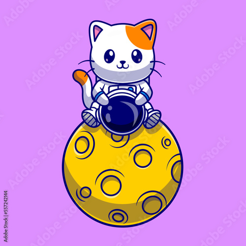 Cute Astronaut Cat Sitting On Moon Cartoon Vector Icon
Illustration. Animal Science Icon Concept Isolated Premium
Vector. Flat Cartoon Style