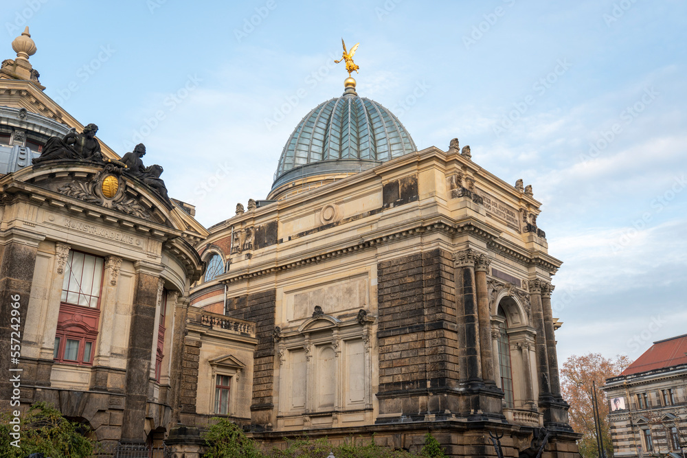 Part of the academy of arts with famous dome also called the lemon squeezer in Dresden, Germany