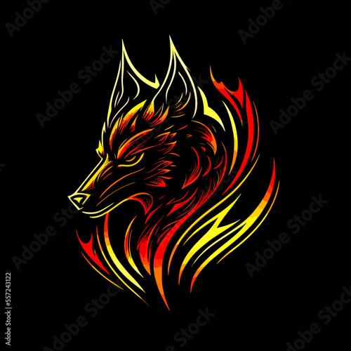 Fire wolf logo for E-sport gaming team, wolf head vector illustration