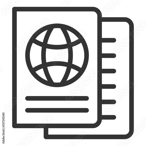 Passport and visa - icon, illustration on white background, outline style