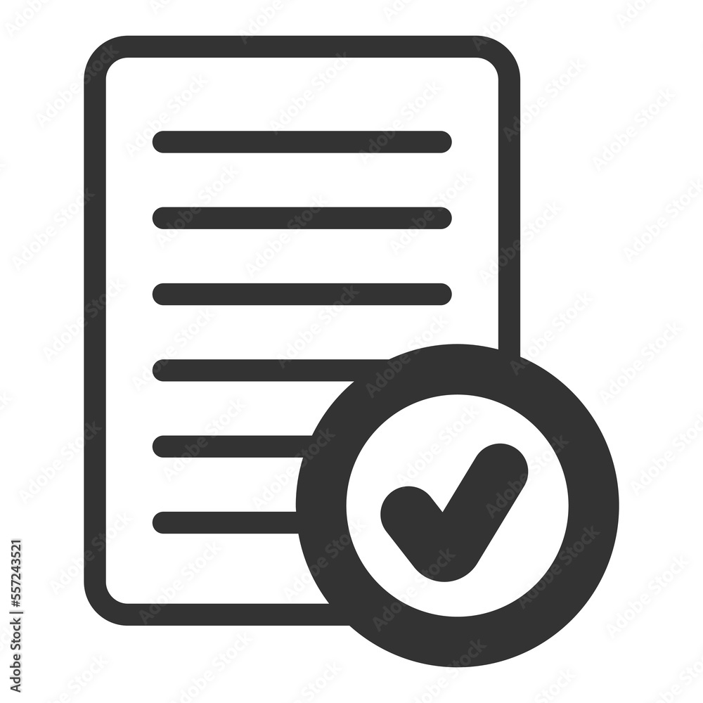 Documents are in order - icon, illustration on white background, glyph style Documents are in order - icon, illustration on white background, glyph style
