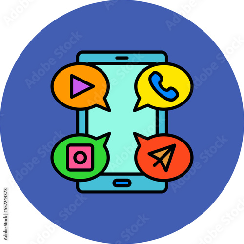 Social Media Multicolor Circle Filled Line Icon