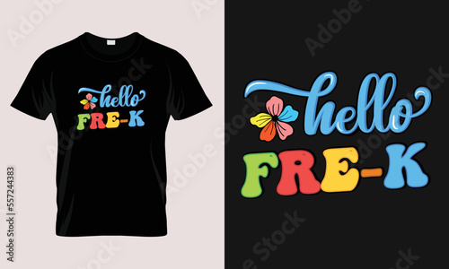 hello pre-k back to school t shirt Design, Unique And Colorful 100 days School T-Shirt Design, 100th day of school. Congratulatory lettering for the celebration of the hundredth day of the student.