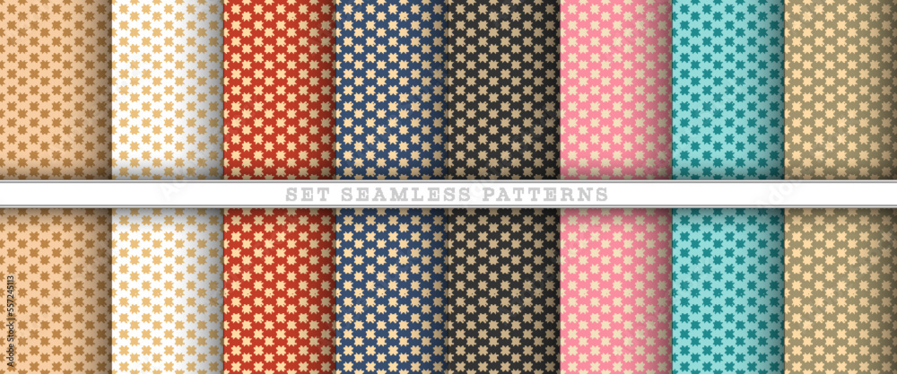 A set of seamless patterns for creative design. Original ornament for postcards, banners, posters, invitations, greetings and backgrounds A set of seamless patterns for creative design. Original ornament for postcards, banners, posters, invitations, greetings and backgrounds