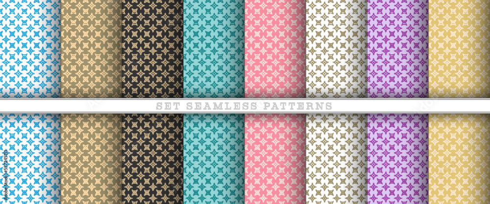 A set of seamless patterns for creative design. Original ornament for postcards, banners, posters, invitations, greetings and backgrounds