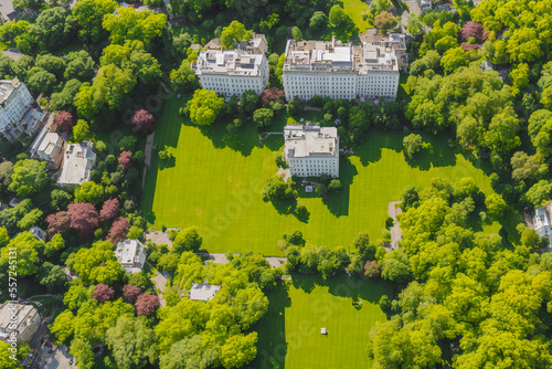 aerial view building and garden