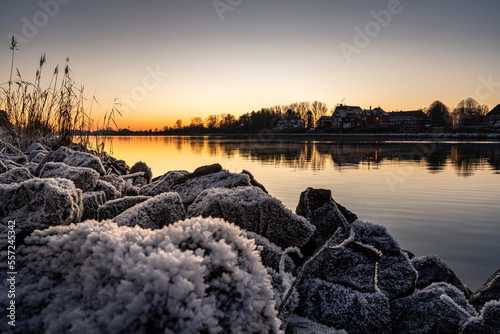 Fotografia Sonnenuntergang am Nord Ostsee Kanal im Winter