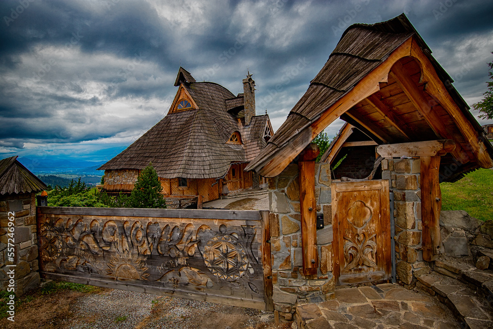 Stylish wooden cottage in Polish Podhale.