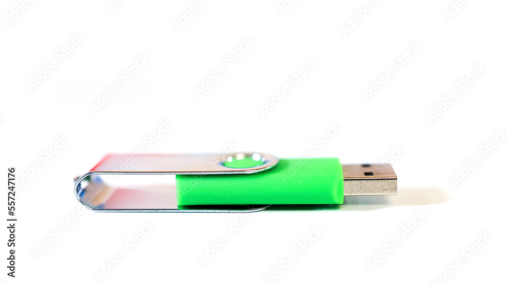 Close-up shot of USB flash drive on a white background. Close-up shot of USB flash drive on a white background.