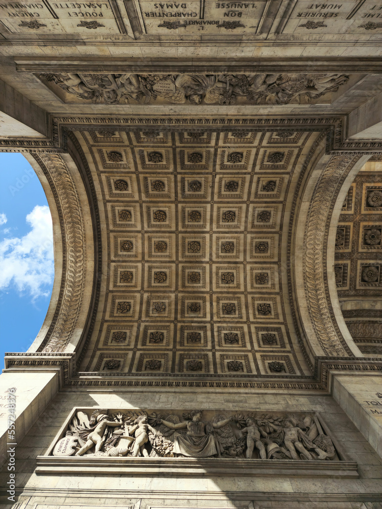 The carving on top of Arc de Triomphe, Paris