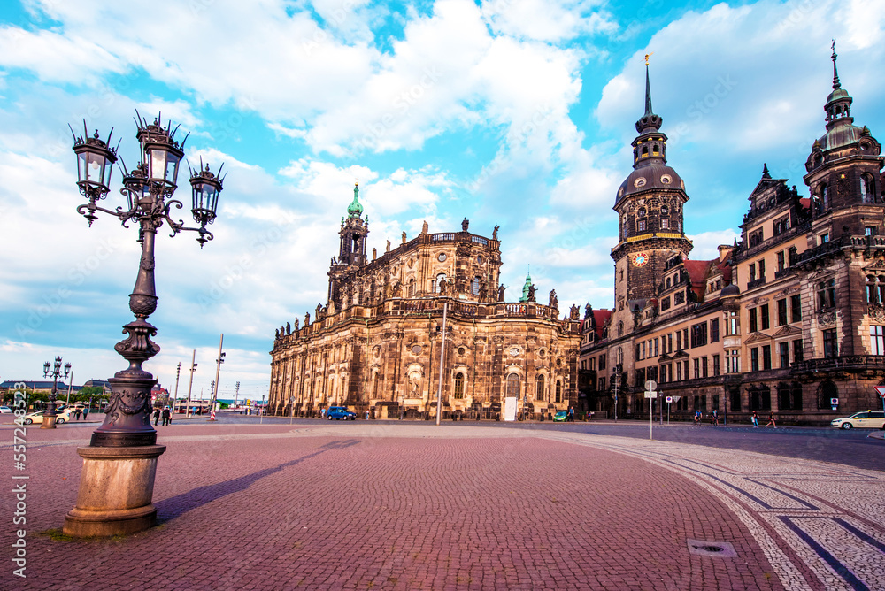 Catholic Court Church (Katholische Hofkirche) in the center of old town in Dresden, Germany.