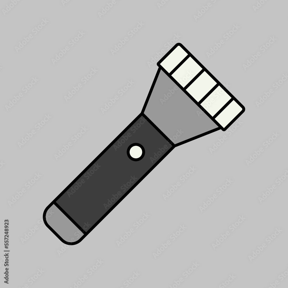 Flashlight vector grayscale icon. Camping sign