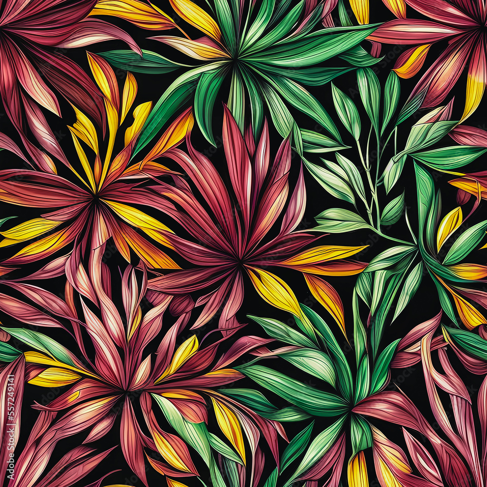 Seamless pattern with exotic flowers