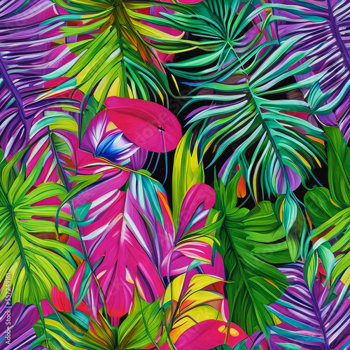 Seamless pattern with exotic flowers