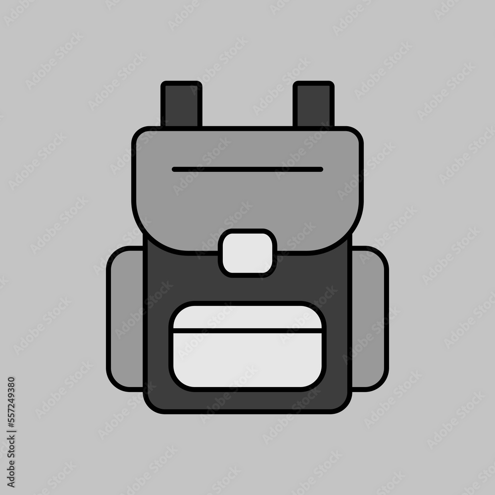 Camping backpack vector icon. Camping sign Camping backpack vector icon. Camping sign