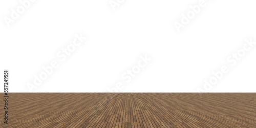 Empty wooden table top isolated on empty background for product display montage