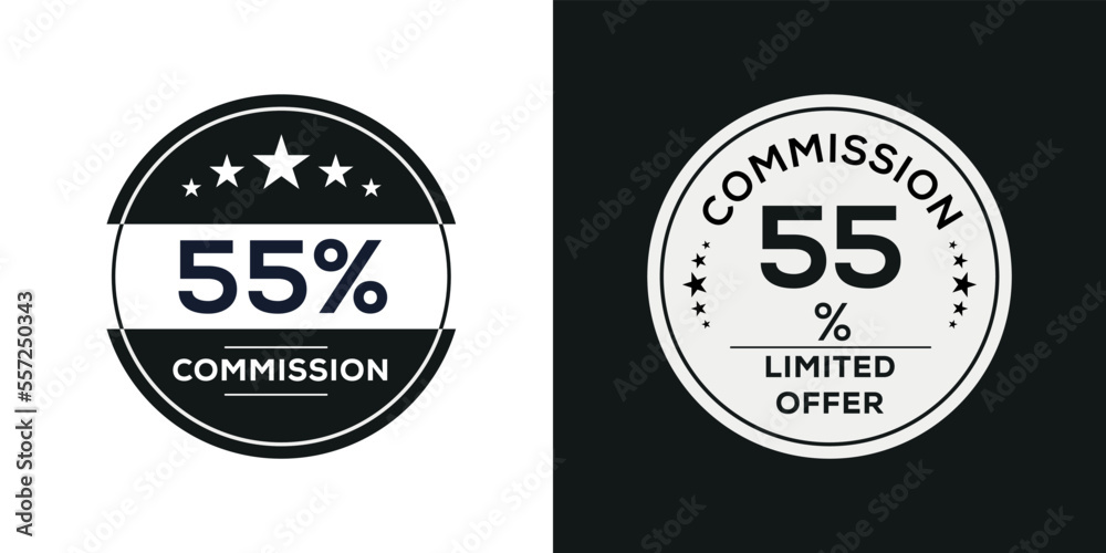 Obraz premium 55% Commission limited offer, Vector label.