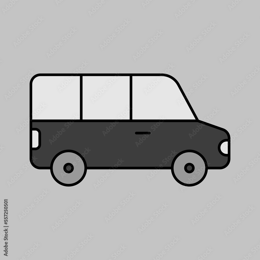 Airport shuttle minivan, shuttle bus vector icon