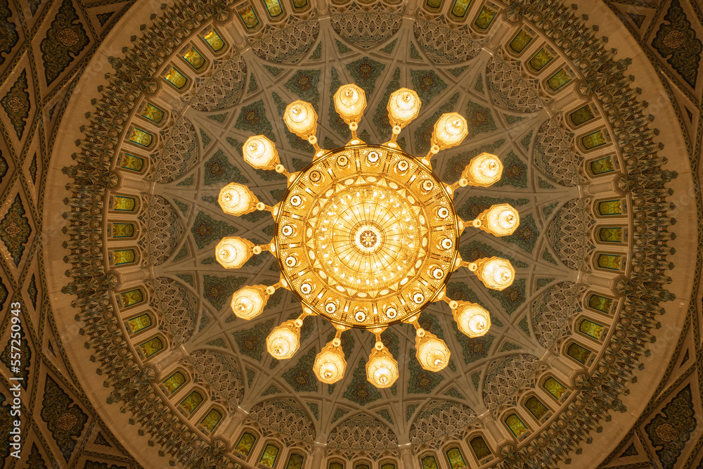 The Largest Chandelier in the world hangs inside the Grand Mosque in Muscat