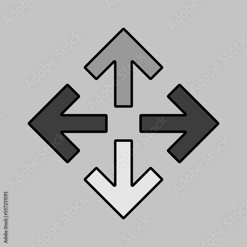 Four arrows pointing from the center vector icon
