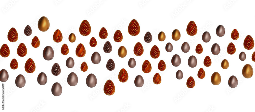 3d render illustration. Set of chocolate easter eggs 3d render illustration. Set of chocolate easter eggs