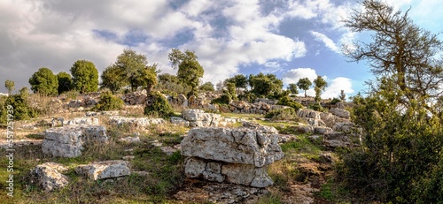 اثار صخرية في قمة الجبل الاخضر- الاردن- Aljabal al- akhder- Green mountain summet-ruins- Jordan photo