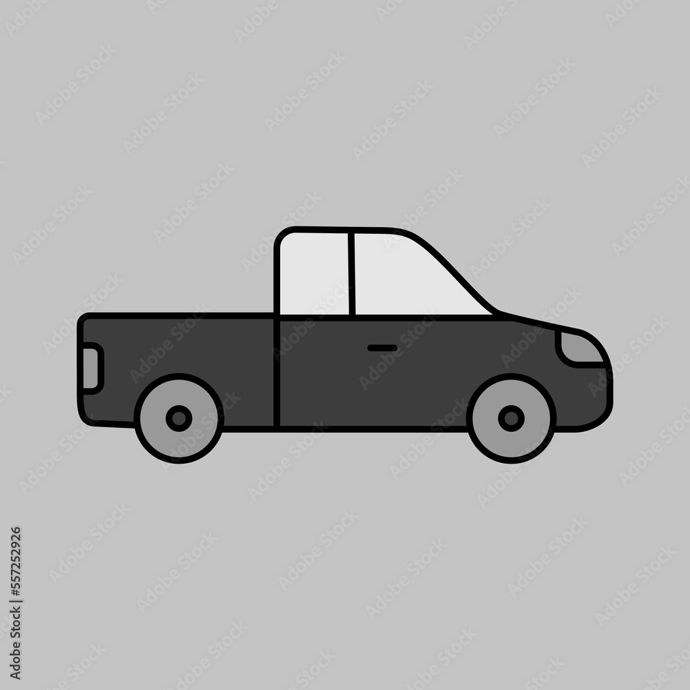 Pickup car grayscale vector icon Pickup car grayscale vector icon