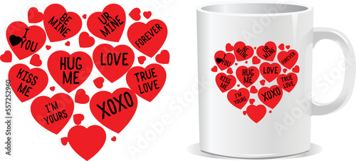 Happy valentine's day mug and t-shirt design vector photo