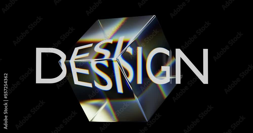 Text in a beautiful rotating glass cube