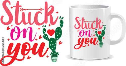 Happy valentine s day mug and t-shirt design vector