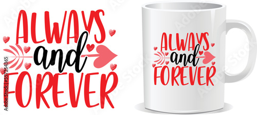 Happy valentine's day mug and t-shirt design vector
