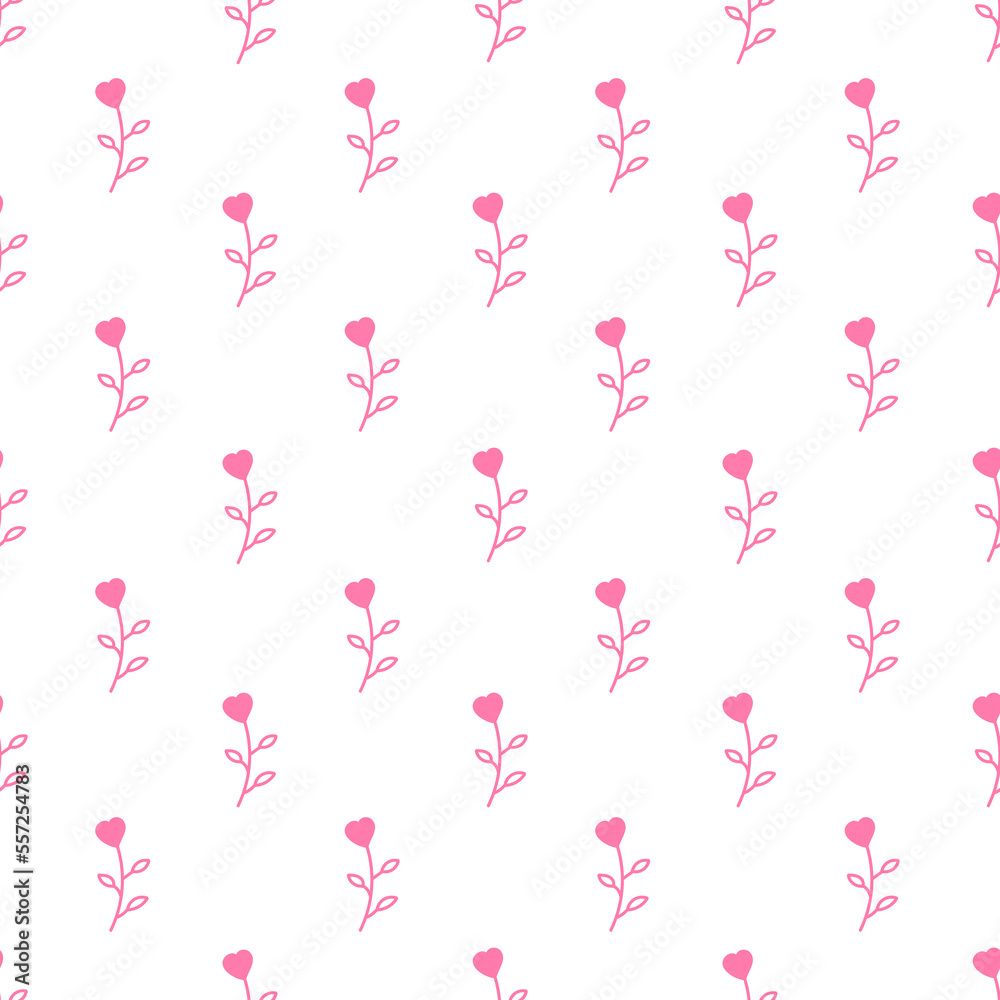 Seamless pattern in doodle style. Valentine's Day. Love, hearts. Element for printing on paper and fabric