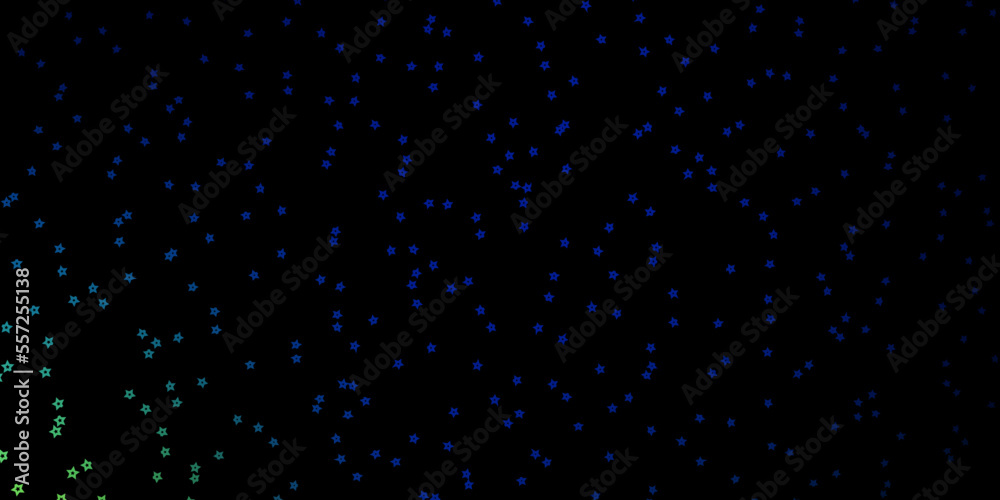 Dark Blue, Green vector template with neon stars.