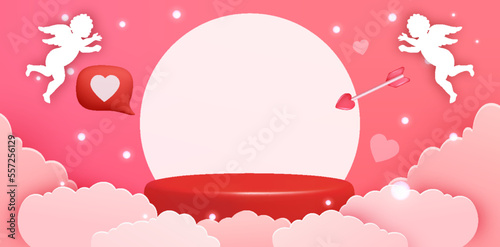 Valentine's Day colorful photo frame and backgrounds with pink hearts and love quotes. Will you be my Valentine printable photo template.Happy Valentine's day photo booth props set.Vector illustration