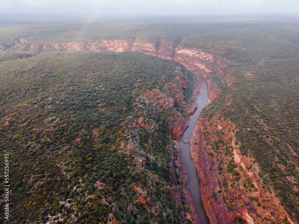 Kalbarri National Park from above on a stormy day - Remote Western Australian outback