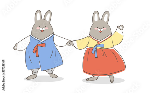 한복 입은 토끼 일러스트