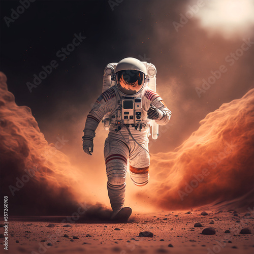 Astronaut space running in mars photo