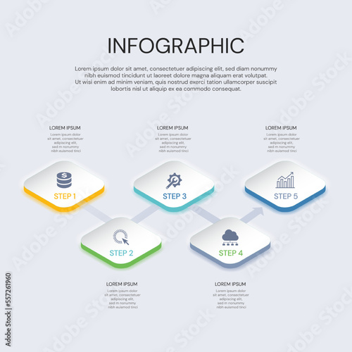 Vector infographic label design with icons. Business concept flowchart, diagram.