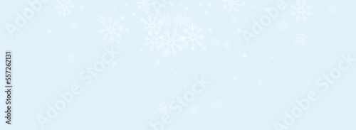 White Snow Vector Panoramic Blue Background.