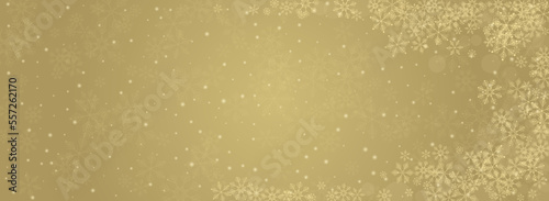 Silver Snowfall Vector Panoramic Gold Background.